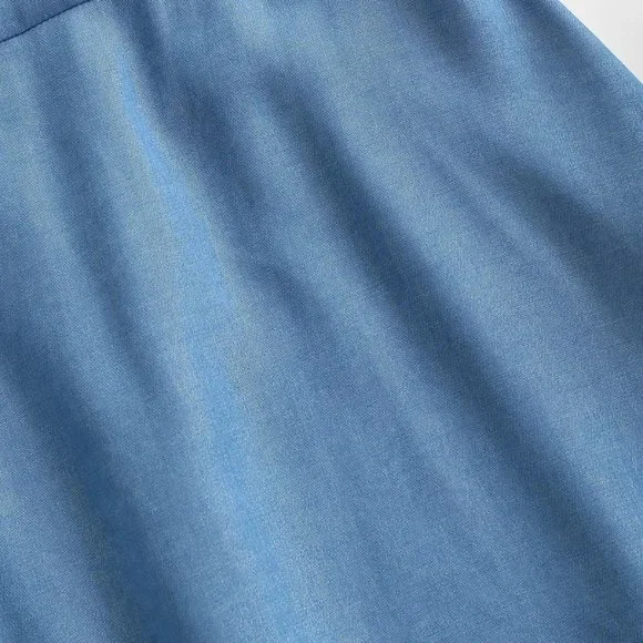 ZAFUL Chambray Smocked Back Mini Cami Dress in Light Blue - Picture 4 of 14